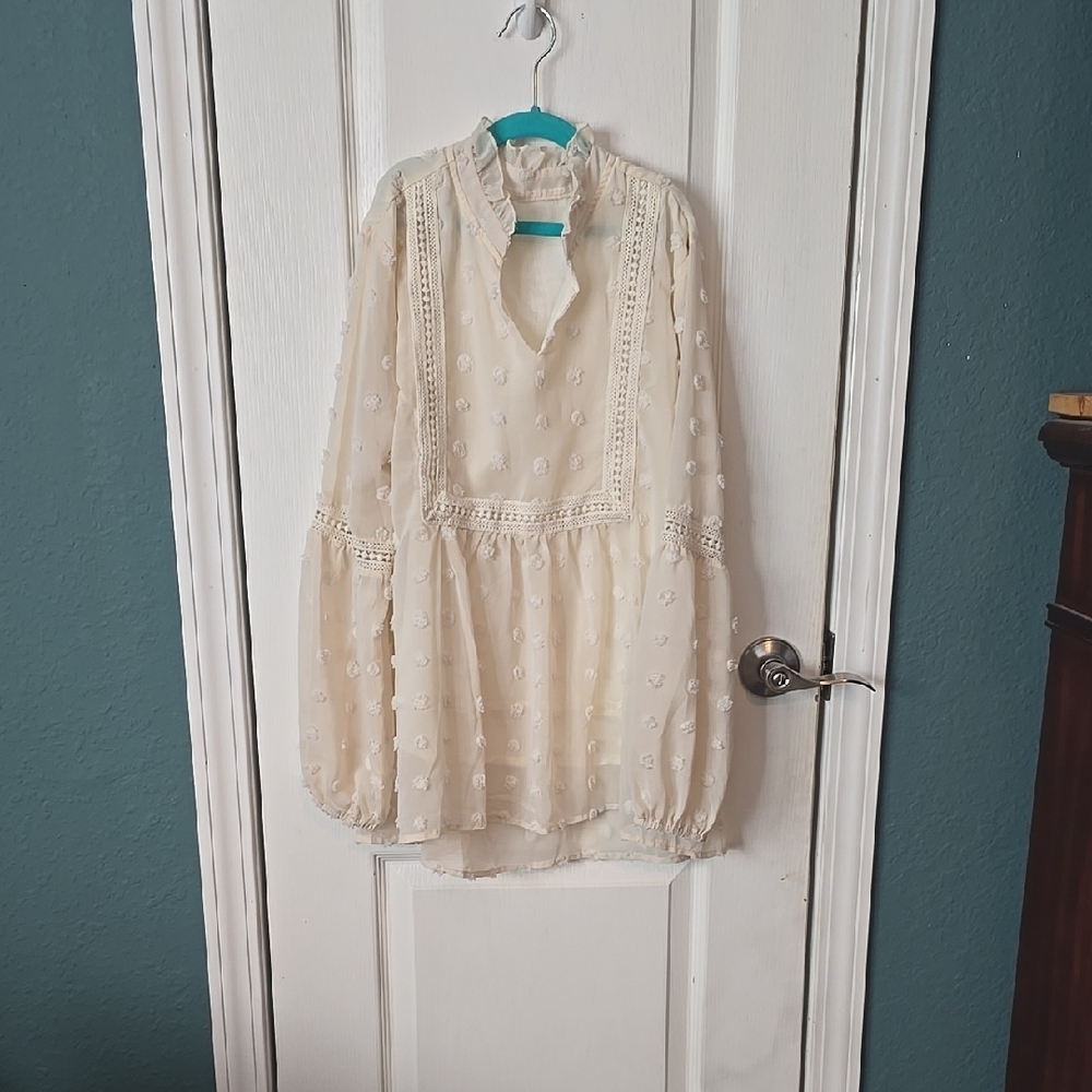 Cream Long Sleeve Blouse